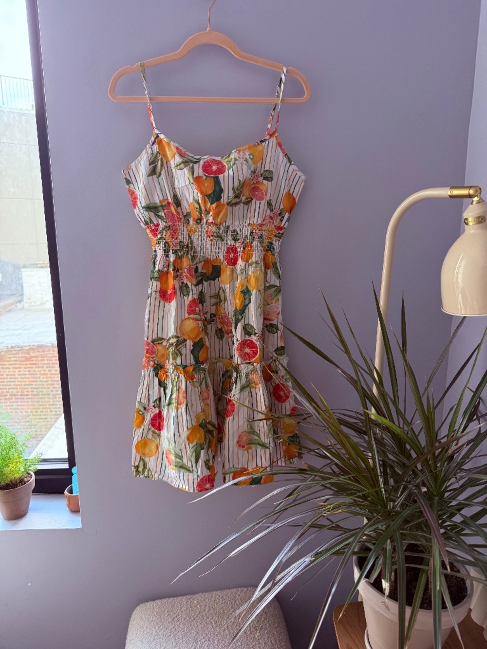 [NWOT] Cara Cara Goldie Citrus Print Mini Dress, size M